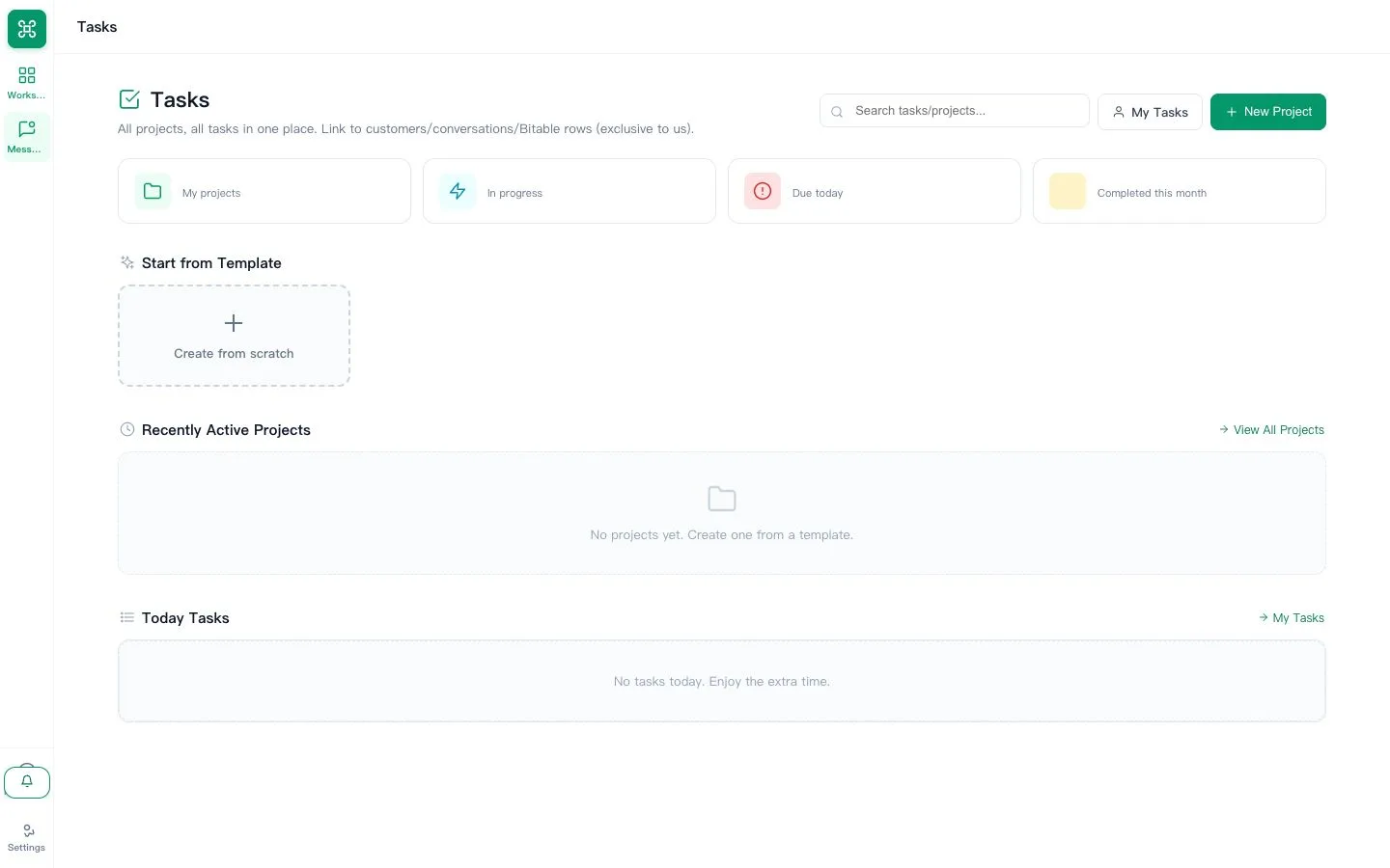 Current task workspace with privacy-safe synthetic demo work items